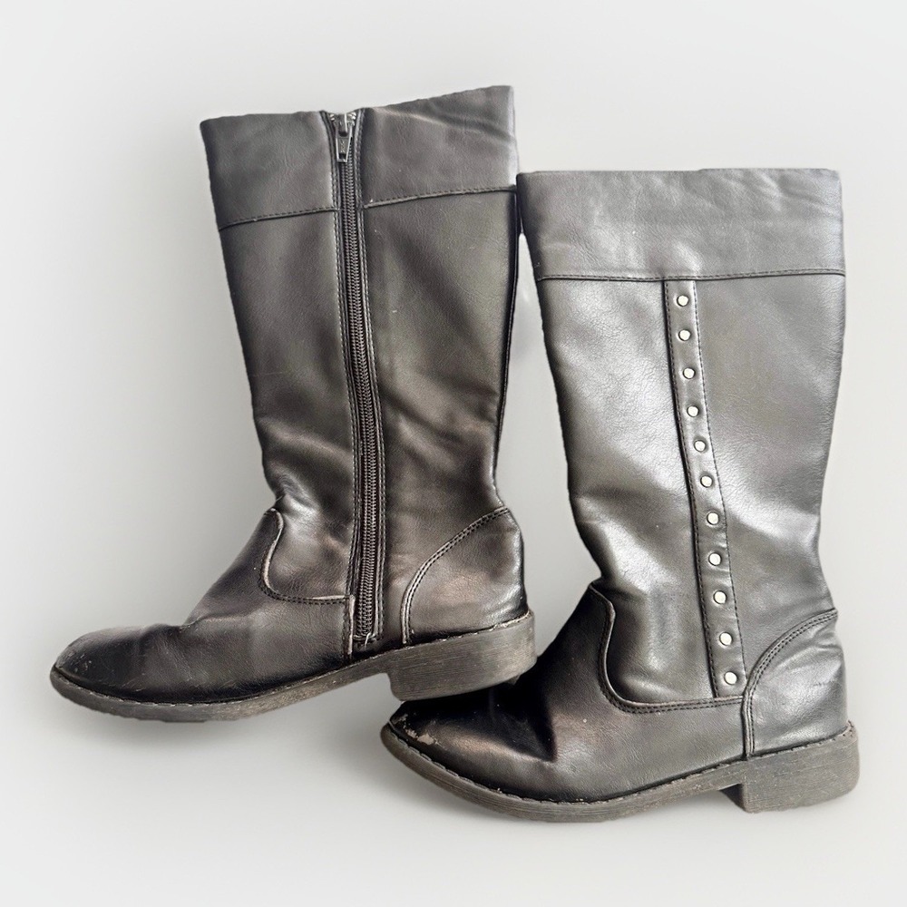 Sonoma Girls Black Riding Boots Size 13M Studded Mid Calf Zip